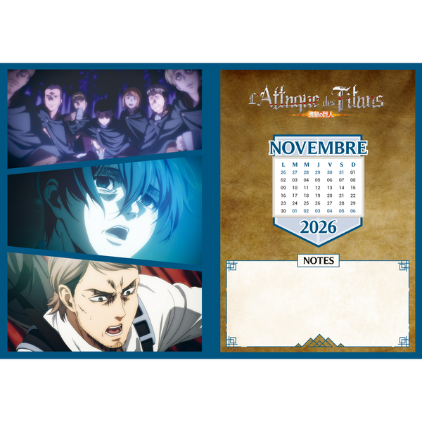 Agenda L'Attaque des Titans 2026-2027