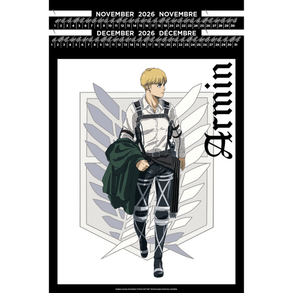 Calendrier Portfolio 2026 - L'Attaque des Titans